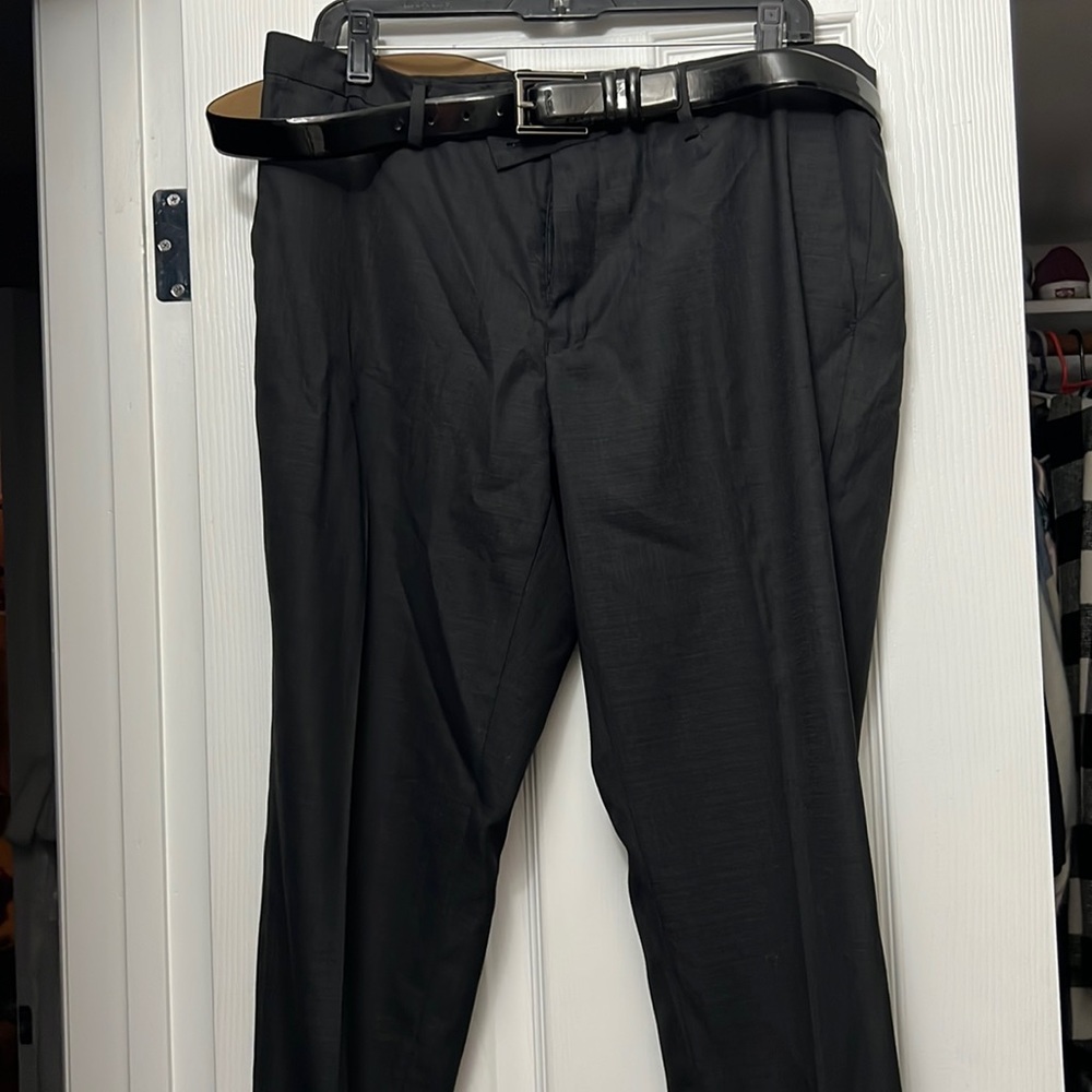 Black dress pants with included black belt